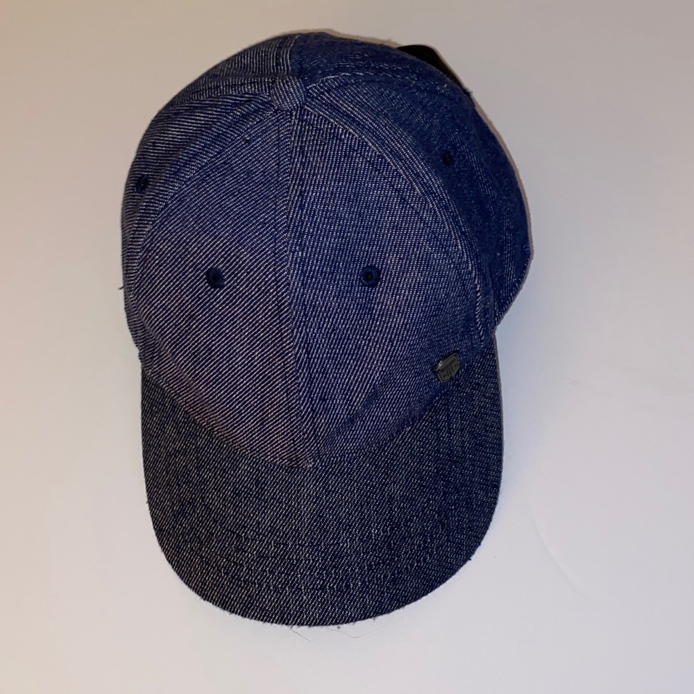 OVS Denim Six Panel Leather Adjustable Hidden Band Baseball Cap Size OS - Picture 6 of 7